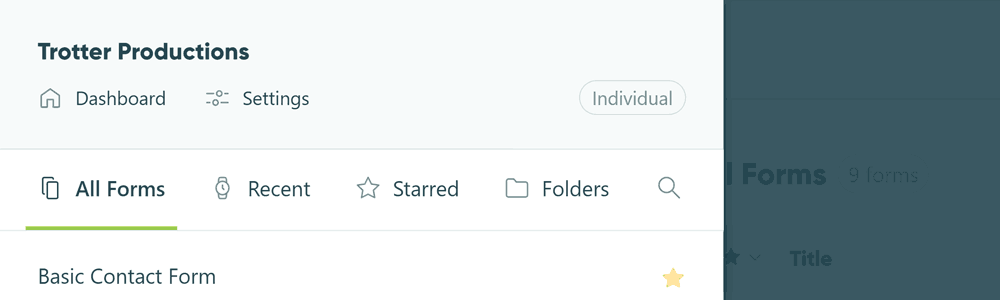 Screeshots from the Cognito Forms app.