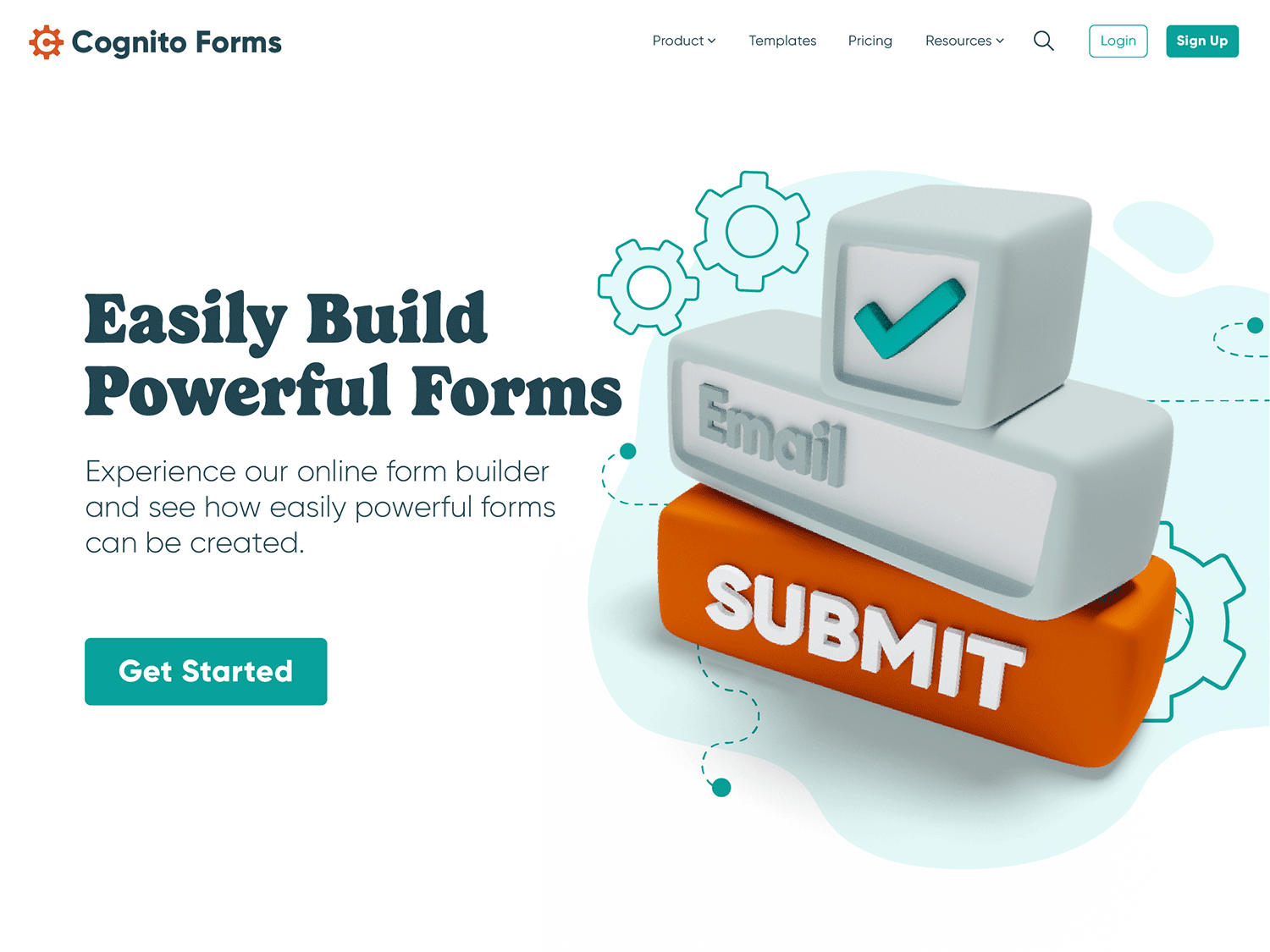 A homepage prototype featuring 3D-rendered rubbery form components that look like toys.