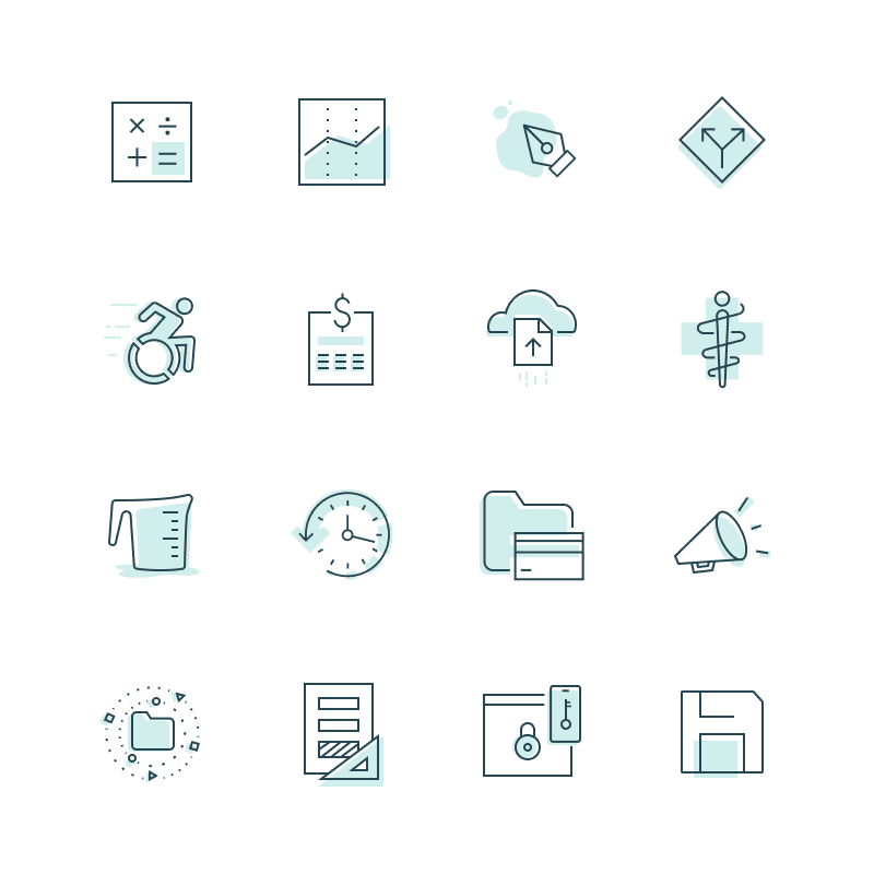 An animated gif of several different duotone illustrations. The animation is showing some different possible color combinations.